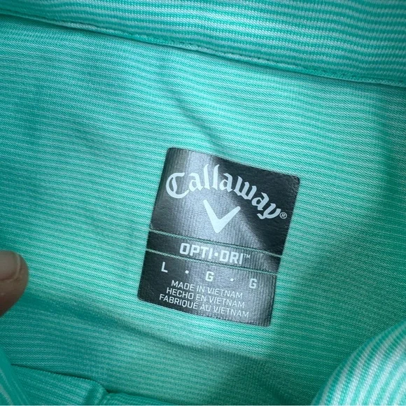 Callaway Opti Dri Green Striped Golf Polo Shirt Mens size Large Short Sleeve - Picture 10 of 12